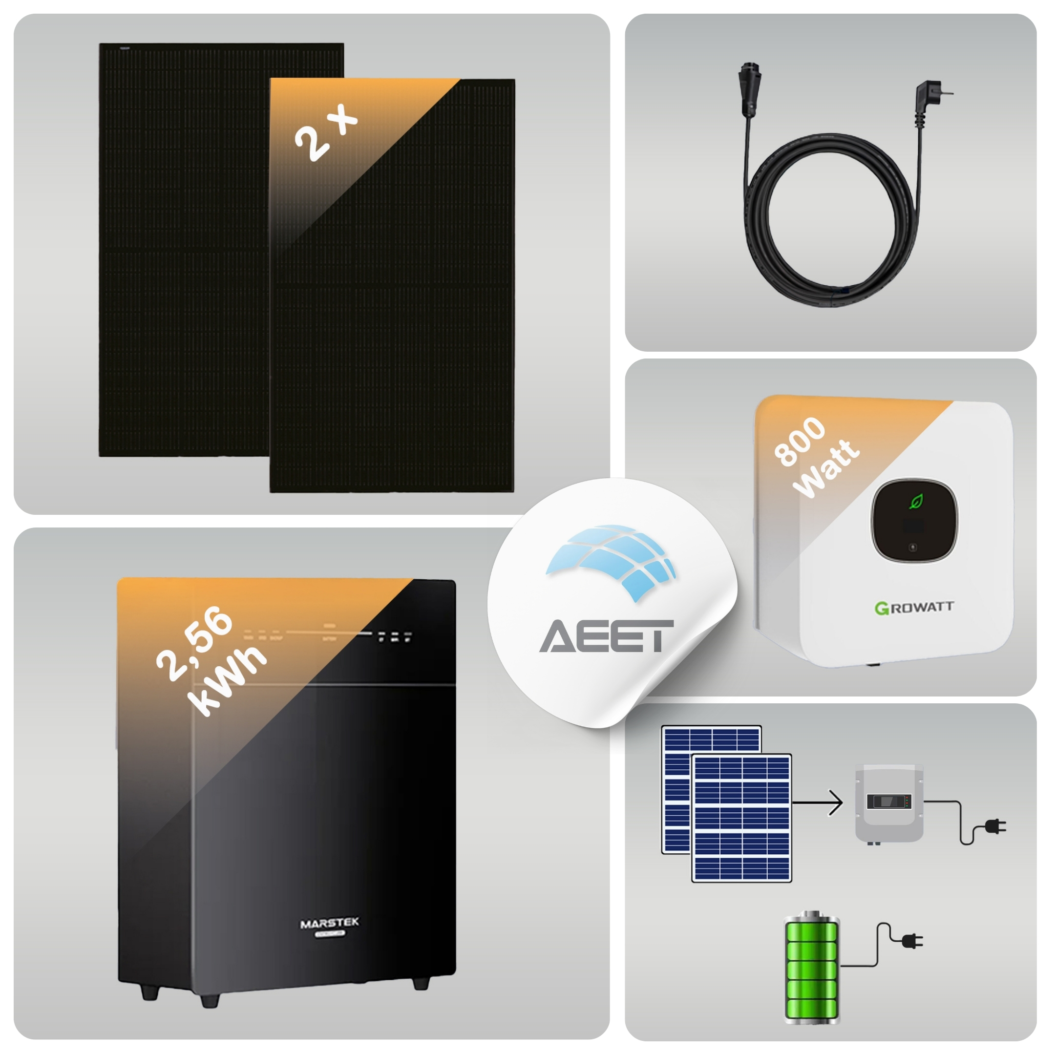 Balkonkraftwerk-800 Watt Schwarz mit AC Speicher 2,56kWh Balkonkraftwerk-800 Watt Schwarz mit AC Speicher 2,56kWh