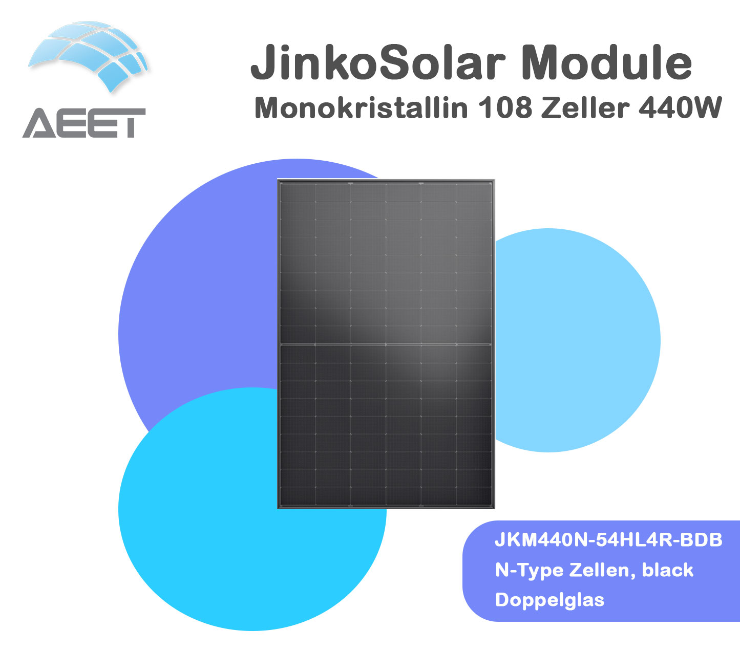 Solarmodule JinkoSolar Doppelglas JKM440N-54HL4R-BDB black Solarmodule JinkoSolar Doppelglas JKM440N-54HL4R-BDB black